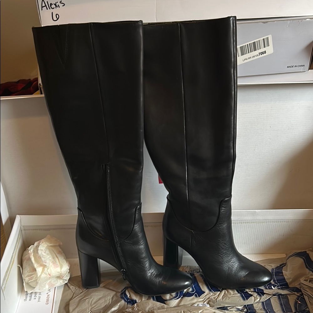 Black Knee-High Leather Boots